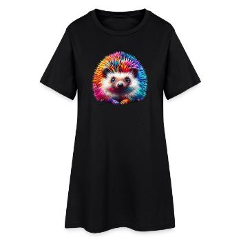 Hérisson - Robe T-shirt Femme - noir - Devant