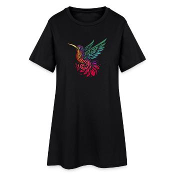 colibri oiseau mouche multicolore style tribal - Robe T-shirt Femme - noir - Devant