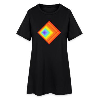 Geometrische Farbenspiele und Muster - Frauen T-Shirt-Kleid - Schwarz - Vorne