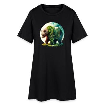 Ours avec forêt en silhouette - Robe T-shirt Femme - noir - Devant