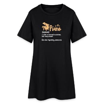 Klavierspieler Pianist - Frauen T-Shirt-Kleid - Schwarz - Vorne