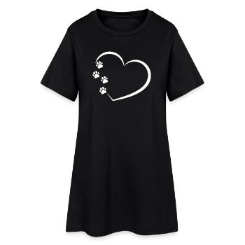 Heart with Paws Gift for Dog Lover - Women’s T-Shirt Dress - black - Front