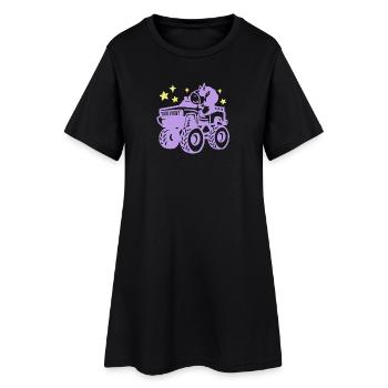 Einhorn im Monstertruck - Frauen T-Shirt-Kleid - Schwarz - Vorne