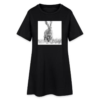 Lapin sautillant noir blanc - Robe T-shirt Femme - noir - Devant