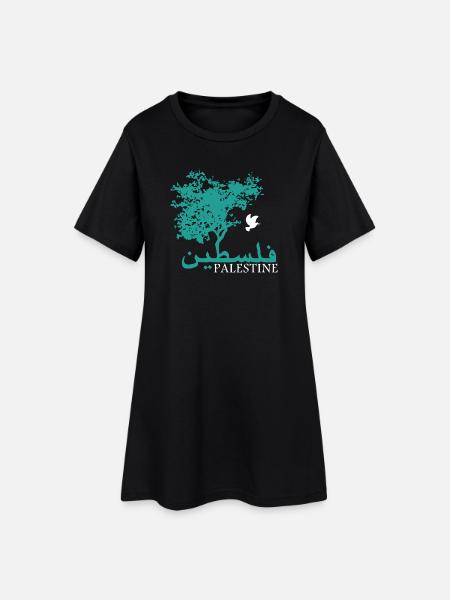 Olivetree Peace Palestine - Frauen T-Shirt-Kleid - Schwarz