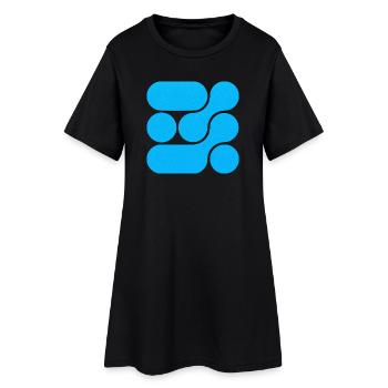 OCHOOO - Türkisblau - Frauen T-Shirt-Kleid - Schwarz - Vorne