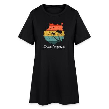 Gran Canaria carte contour Îles Canaries rétro vintage - Robe T-shirt Femme - noir - Devant