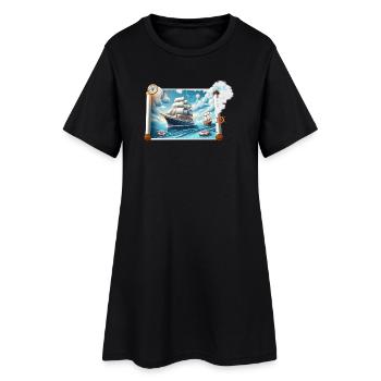 Nautische Segelreise - Frauen T-Shirt-Kleid - Schwarz - Vorne