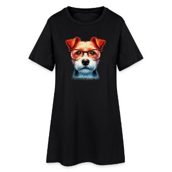 Dog with Glasses - Women’s T-Shirt Dress - black - Front