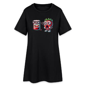 Design amusant de confiture de fraises - Robe T-shirt Femme - noir - Devant