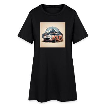 Voiture de Course Rallye Montagne - Robe T-shirt Femme - noir - Devant