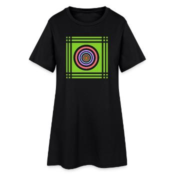 Jeu géométrique de couleurs dans la couleur - Robe T-shirt Femme - noir - Devant