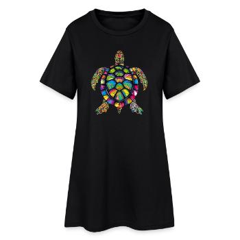 Turtle Colorful Popart Reptile Cute Turtles - Women’s T-Shirt Dress - black - Front