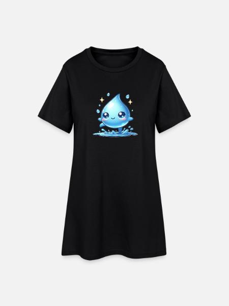Wasser - Frauen T-Shirt-Kleid - Schwarz