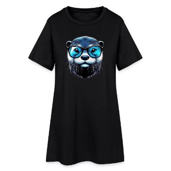Loutre avec lunettes de soleil - Robe T-shirt Femme - noir - Devant