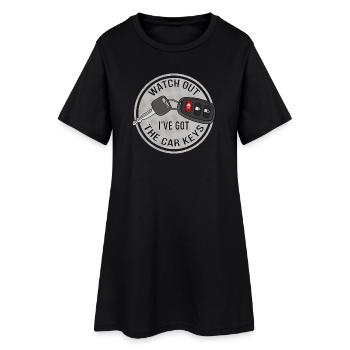 Attention, j'ai les clés de la voiture - Robe T-shirt Femme - noir - Devant