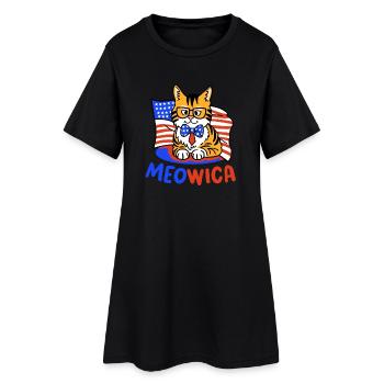 Katze amerikanische Flagge 4. Juli - Frauen T-Shirt-Kleid - Schwarz - Vorne