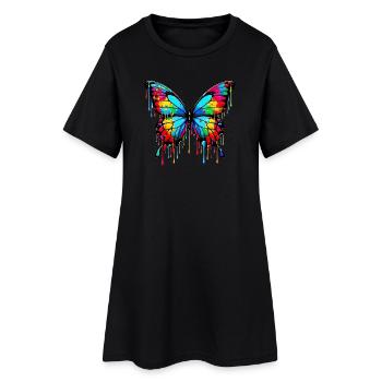Schmetterling - Frauen T-Shirt-Kleid - Schwarz - Vorne