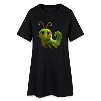 Chenille Drôle Larve Cadeau Mignon Chenille Verte - Robe T-shirt Femme - noir - Devant