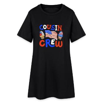 4. Juli Cousin Eiscreme amerikanische Flagge - Frauen T-Shirt-Kleid - Schwarz - Vorne