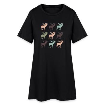 Elch - Frauen T-Shirt-Kleid - Schwarz - Vorne