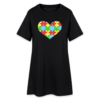 Puzzleteile Herz Autismus Bewusstsein - Frauen T-Shirt-Kleid - Schwarz - Vorne