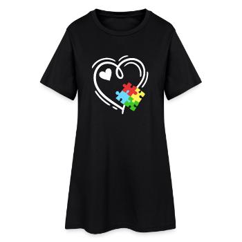Autismus Puzzleteile Herz - Frauen T-Shirt-Kleid - Schwarz - Vorne