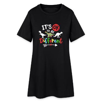 Autismus Dinosaurier - Frauen T-Shirt-Kleid - Schwarz - Vorne