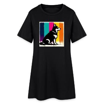 Chien - Robe T-shirt Femme - noir - Devant