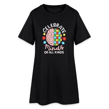 Autismus Bewusstsein Neurodiversität - Frauen T-Shirt-Kleid - Schwarz - Vorne