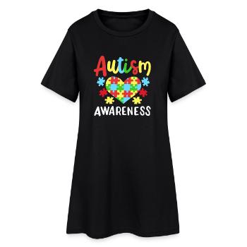 Autismus Puzzleteile Herz - Frauen T-Shirt-Kleid - Schwarz - Vorne