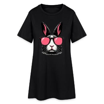 Lapin avec des lunettes de soleil - Robe T-shirt Femme - noir - Devant