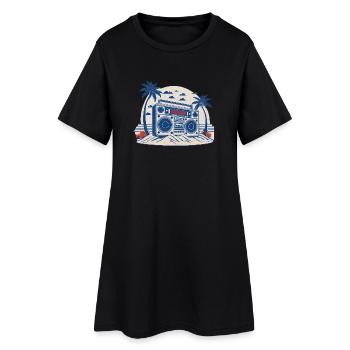 Musique radiocassette vintage - Robe T-shirt Femme - noir - Devant
