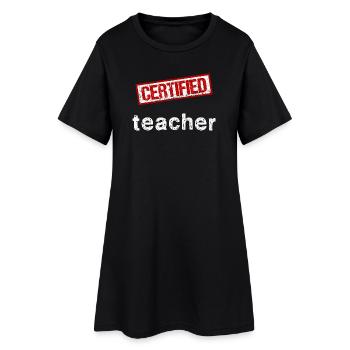 Enseignant certifié - Graphismes estampés - Robe T-shirt Femme - noir - Devant