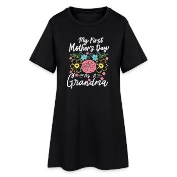 Oma Erster Muttertag - Frauen T-Shirt-Kleid - Schwarz - Vorne