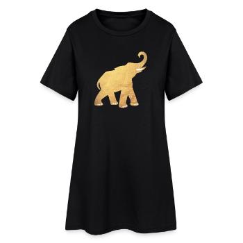 Yoga Éléphant Inde Or Luxe Médiation Énergie - Robe T-shirt Femme - noir - Devant
