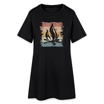 retro Lagerfeuer Survival Outdoor Bushcraft Symbol - Frauen T-Shirt-Kleid - Schwarz - Vorne
