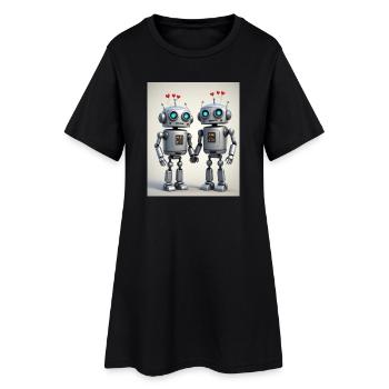 Couple de robots - Robe T-shirt Femme - noir - Devant