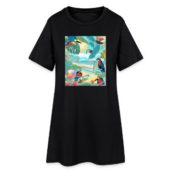 Le paradis des toucans - Robe T-shirt Femme - noir - Devant
