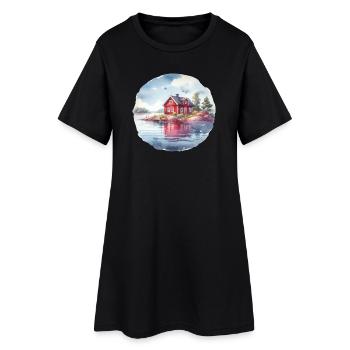 Maison suédoise cadeau de vacances maison suédoise - Robe T-shirt Femme - noir - Devant