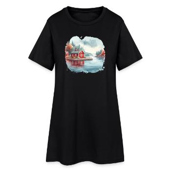 Suède maison Suède lac cadeau de vacances - Robe T-shirt Femme - noir - Devant