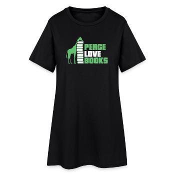 Lesen Bücher Buch Giraffe - Frauen T-Shirt-Kleid - Schwarz - Vorne