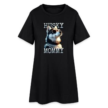 Husky Maman Maman Fête des Mères Maîtresse Husky Sibérien - Robe T-shirt Femme - noir - Devant