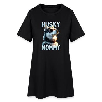 Husky Maman Maman Fête des Mères Maîtresse Husky Sibérien - Robe T-shirt Femme - noir - Devant