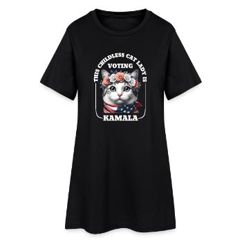 Cette dame aux chats sans enfant vote pour Kamala Harris - Robe T-shirt Femme - noir - Devant