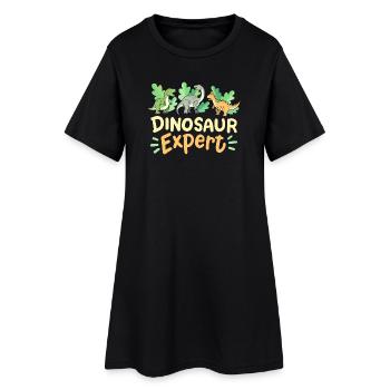 Dinosaurierliebhaber Dinosaurierexperte - Frauen T-Shirt-Kleid - Schwarz - Vorne