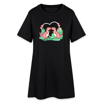 Dinosaurier T-Rex Valentinstag - Frauen T-Shirt-Kleid - Schwarz - Vorne