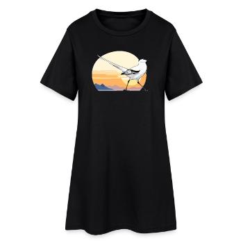 Oiseau au lever du soleil - Robe T-shirt Femme - noir - Devant