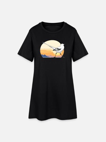 Vogel im Sonnenaufgang - Frauen T-Shirt-Kleid - Schwarz