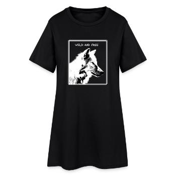 Wolf - Frauen T-Shirt-Kleid - Schwarz - Vorne